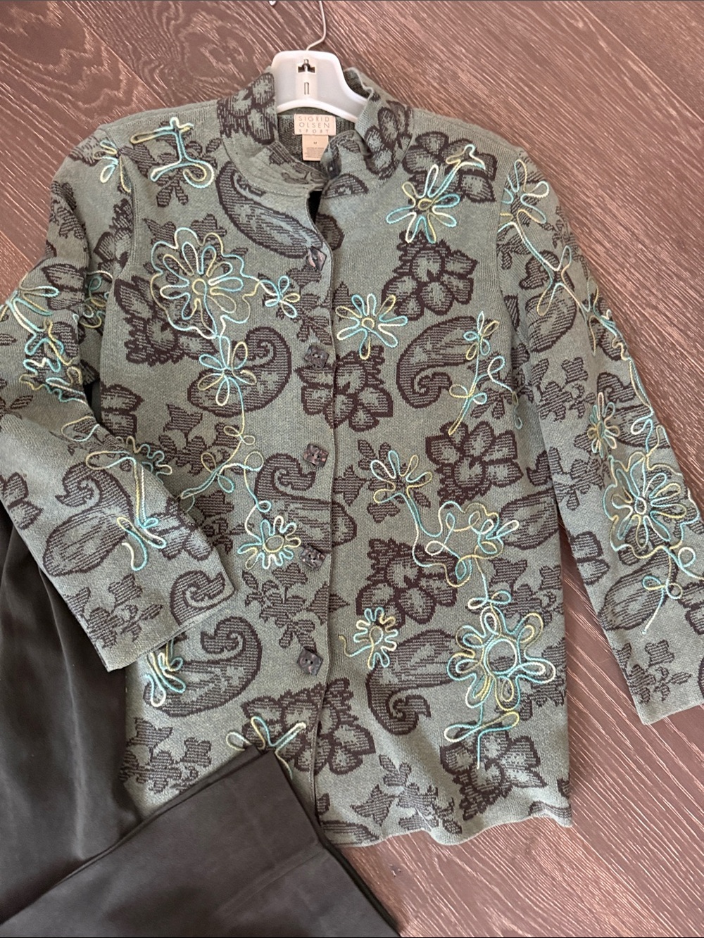 Sigrid Olsen Sport - Floral Embroidered Green Jacket. Size M